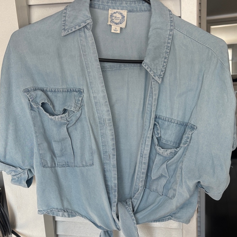 Blue Rain Sky Blue Button-Up Shirt